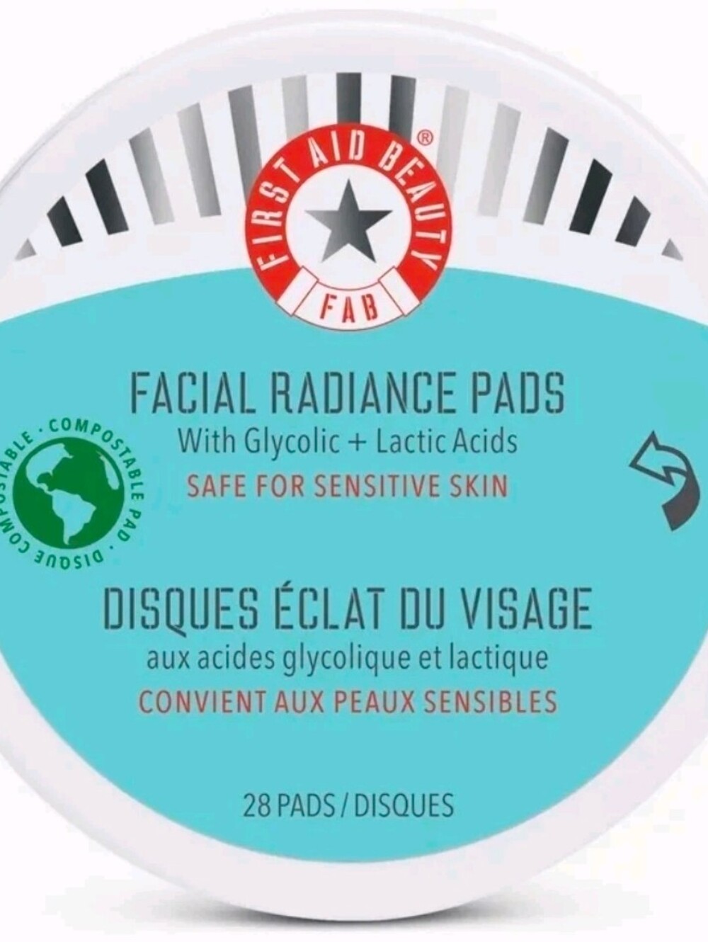 2 x 28 Count Jars First Aid Beauty Facial Radiance Pads Exfoliate Tone Brighten